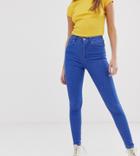 Pull & Bear High Rise Skinny Jeans In Blue - Blue