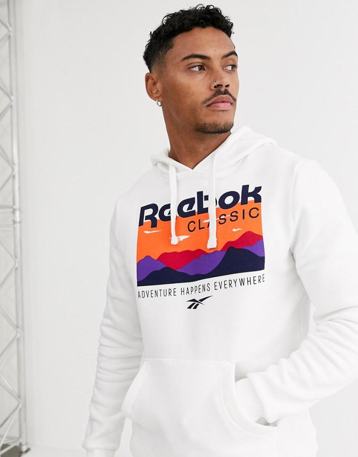 Reebok Classic Hoodie With Trail Print In White