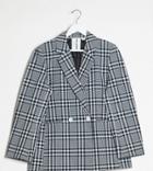 Collusion Oversized Blazer In Check-blues