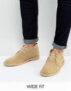 Asos Wide Fit Desert Boots In Stone Suede - Stone