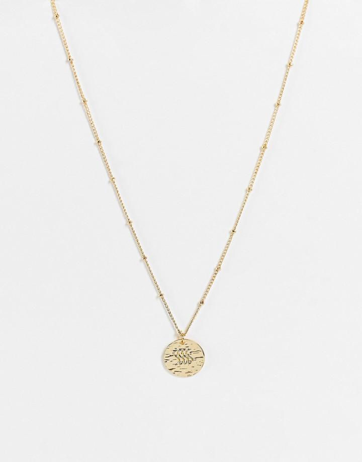 Designb London Fire Sign Zodiac Necklace In Gold