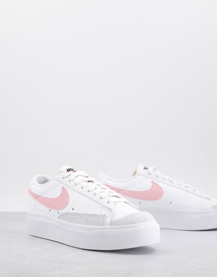 Nike Blazer Low Platform Sneakers In White/pink Glaze