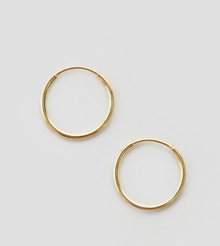 Asos Gold Plated Sterling Silver 9mm Hoop Earrings - Gold