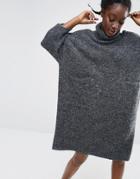 Monki Oversized Turtleneck Sweater Dress - Black