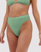 Rhythm Palm Springs Xanadu Bikini Bottom In Textured Khaki - Green
