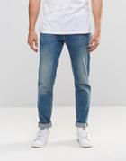 Asos Stretch Slim Jeans In 12.5oz In Light Blue Wash - Light Blue