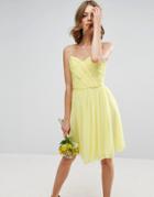 Asos Wedding Rouched Mini Dress - Yellow