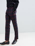 Twisted Tailor Super Skinny Suit Trouser In Burgundy Check - Red
