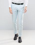 Gianni Feraud Wedding 55% Linen Slim Fit Suit Pants - Blue