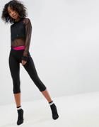 Asos Below The Knee Leggings With Tipped Waist Band - Black