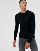 Allsaints 100% Merino Wool Crew Neck Sweater In Black