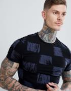 Asos Design Muscle T-shirt With Squiggle Print - Black