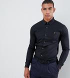 Farah Swinton Skinny Smart Poplin Shirt With Stretch In Black Exclusive At Asos - Black