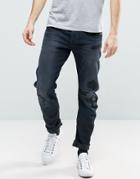 G-star Arc 3d Slim Jean Dark Restored Abrasions Black Wash - Black