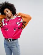 Asos Sweater With Tiger Sleeves - Pink