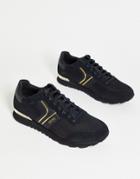 Boss Parkour Runn Sneakers With Suede Panels In Black/ Gold