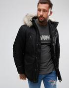 G-star Beraw Whistler Twill Fur Hooded Short Parka Jacket - Black