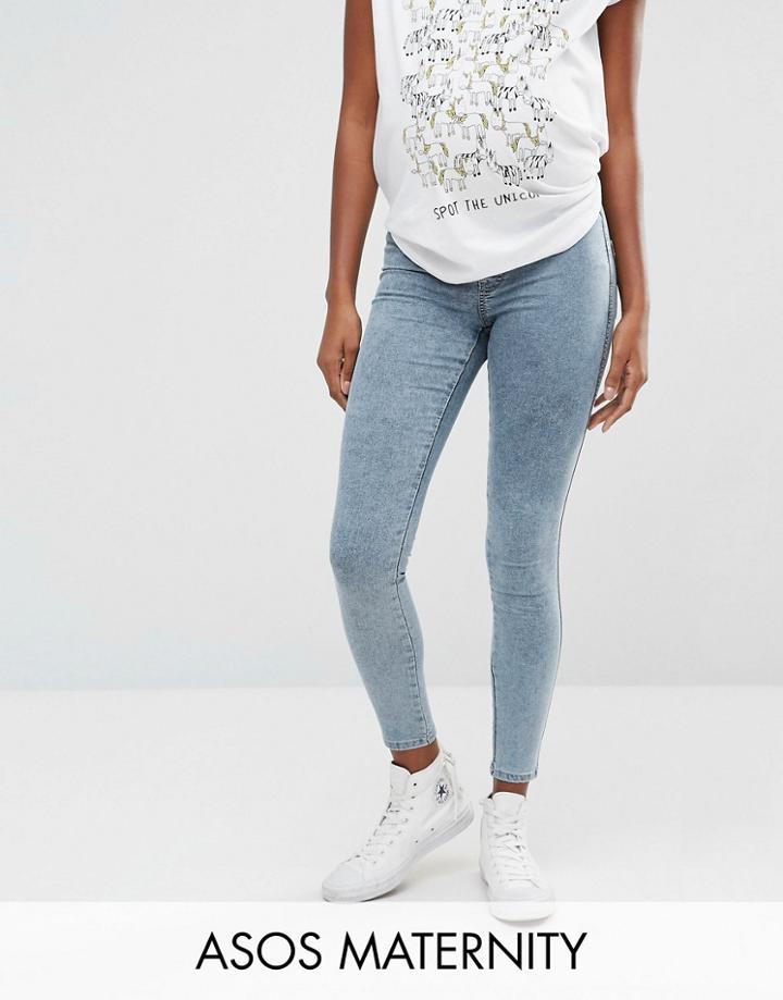 Asos Maternity Rivington Jegging In Arlanda Light Wash With Under The Bump Waistband - Blue