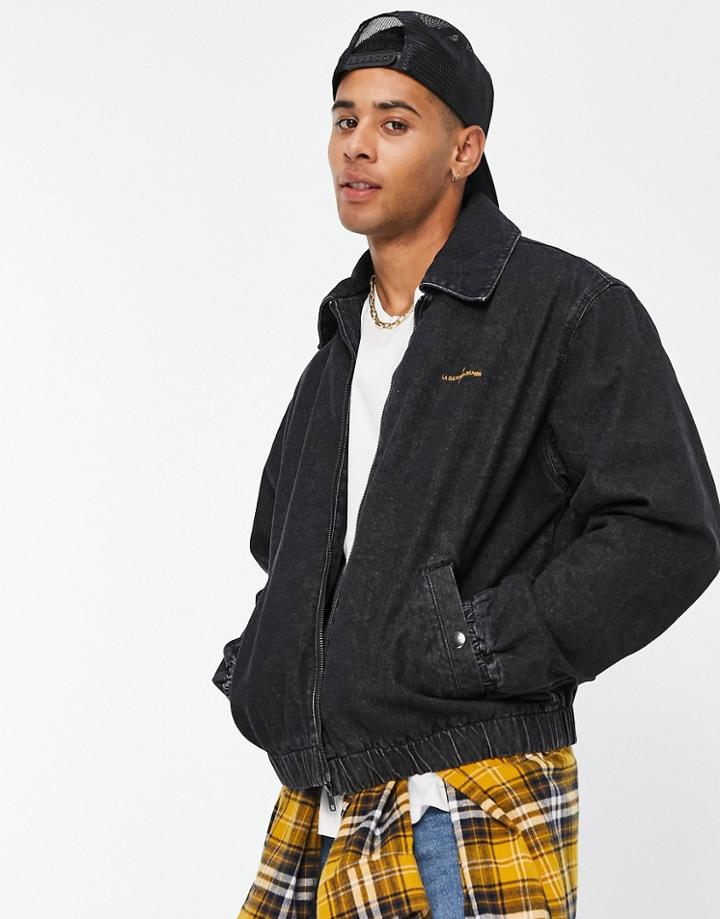 River Island Denim Harrington Jacket In Black