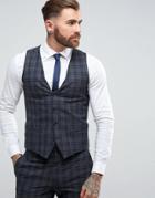 Jack & Jones Premium Skinny Wedding Vest In Check - Gray