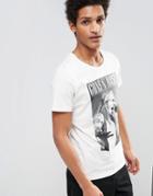 Selected Homme T-shirt With Guns And Roses Print - Cream