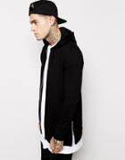 Asos Longline Zip Up Hoodie With Side Zips - Black