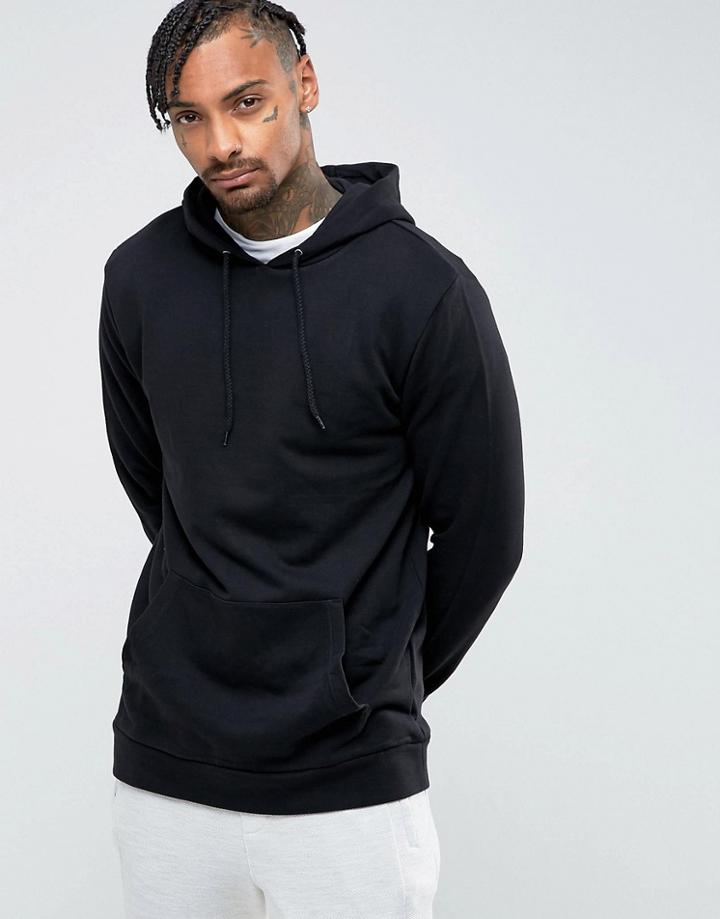 Asos Longline Hoodie In Black