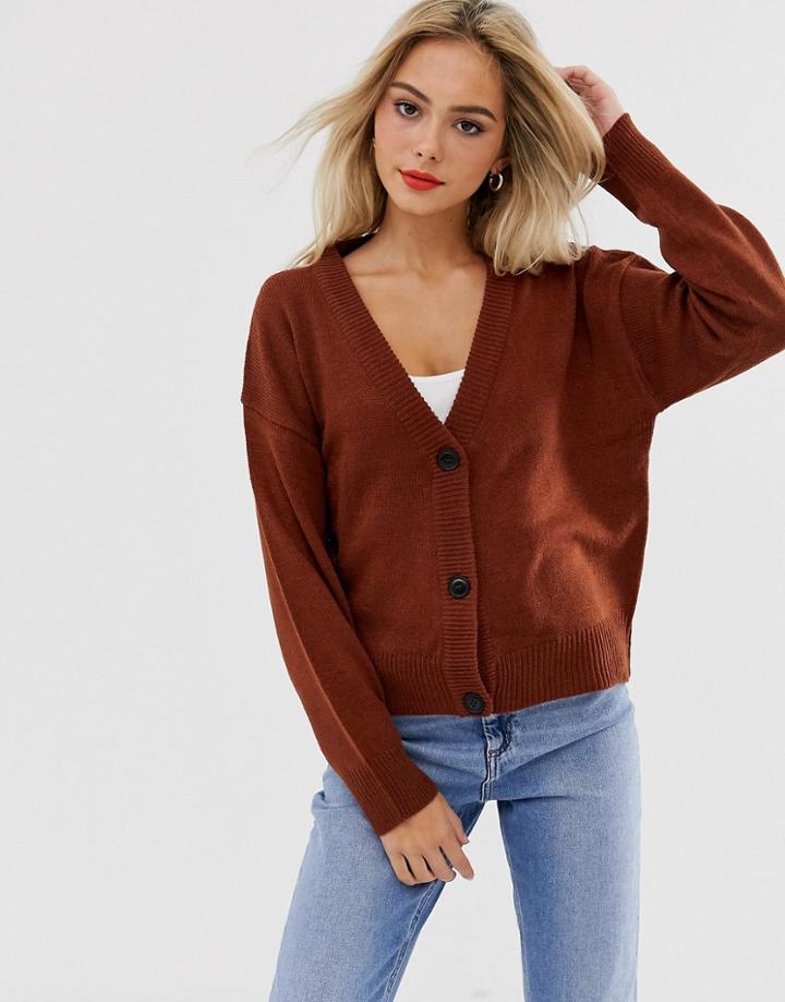 Brave Soul Kiki Cardigan In Rich Brown