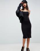 Asos Design Thin Strap Midi Dress - Black