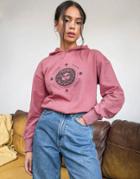 Violet Romance Printed Hoodie In Dusky Pink