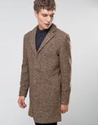 Selected Homme Overcoat In Boucle In Camel - Tan
