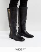 Aldo Wide Fit Casual Knee Boots In Leather - Black