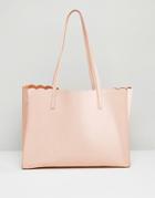 Asos Scallop Shopper Bag With Removable Clutch - Pink