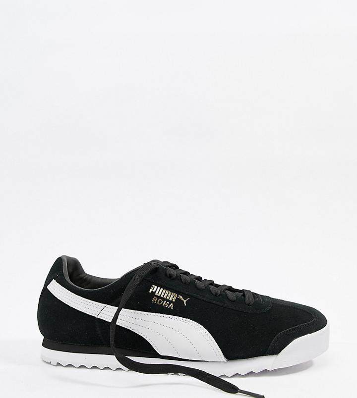 Puma Roma Suede Sneakers In Black - Black