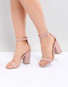 Steve Madden Friday Suede Buckle Heeled Sandals - Beige