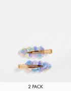South Beach X2 Multipack Hair Clips In Blue Marble Resin