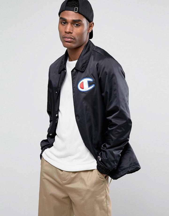 Champion Coach Jacket With Large Logo - Black