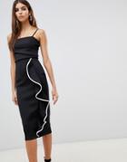 Lipsy Cami Dress With Ruffle Trim In Black