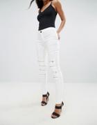 Forever Unique Skinny Jean With Zip Detail - White