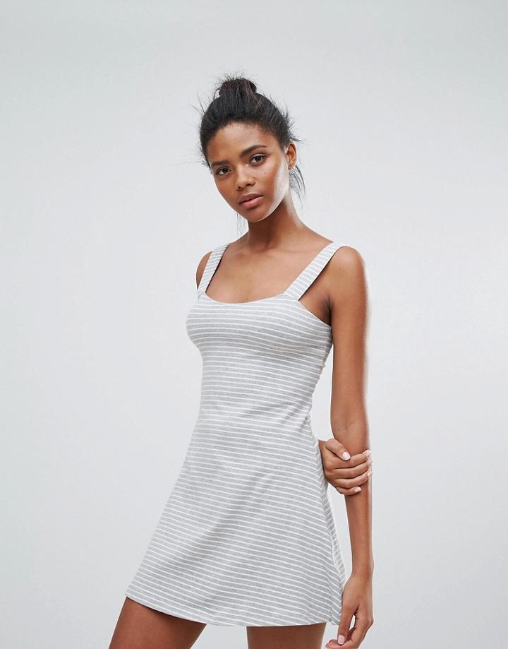 Brave Soul Gwen A Line Dress In Stripe - Gray