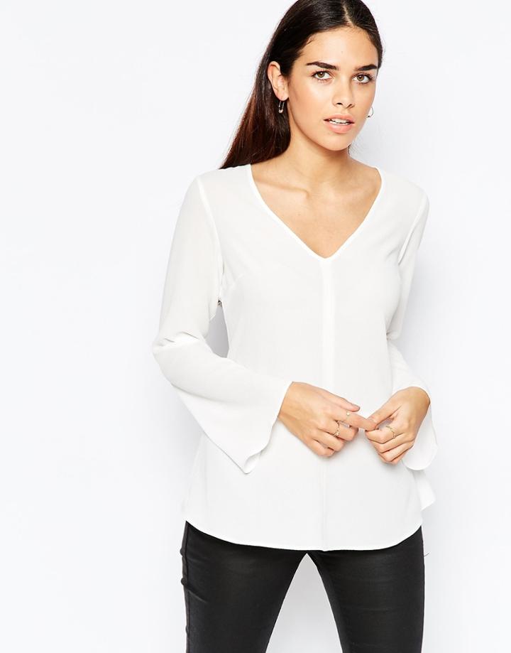 Minimal V Neck Tunic Top - Ivory