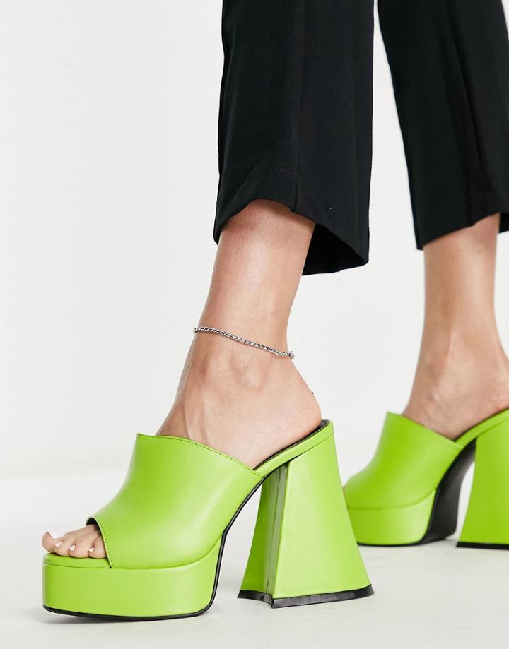 Lamoda Platform Mule Heel Sandal In Lime-green