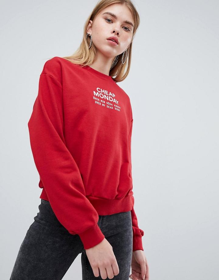 Cheap Monday Chest Logo Sweatshirt - Red