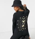 Noisy May Petite Exclusive Oversized Mini T-shirt Dress With Cosmic Motif In Black