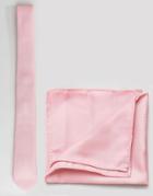 Asos Design Tie And Pocket Square Pack In Pale Pink - Pink