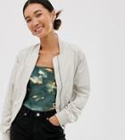 Monki Short Bomber Jacket In Light Beige