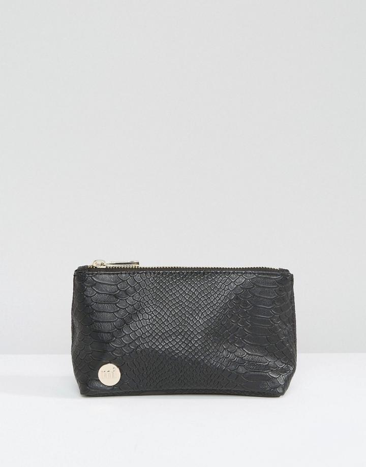 Mi-pac Makeup Bag In Black Faux Python - Black