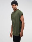 Asos Super Oversized T-shirt With Mesh Side Panels In Khaki - Green