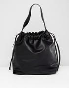 Mango Drawstring Bucket Bag - Black