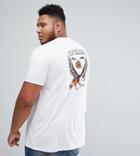 Asos Plus Longline T-shirt With Eagle Back Print And Chest Print - White